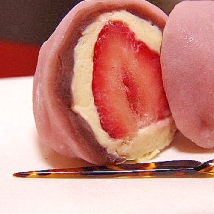 レンジで簡単柔らか クリームいちご大福 レシピ 作り方 By ももら 楽天レシピ